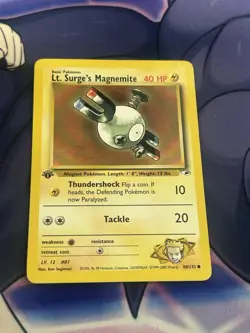 Pokemon Lt. Surge's Magnemite 080/132 Gym Heroes 1st Edition Common Regular Eng… - Image 1