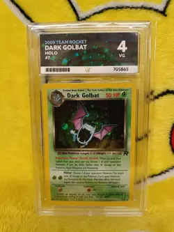 Pokemon Team Rocket Set 2000 Holo Dark Golbat 7/82 Ace Graded 4 VG - Image 1