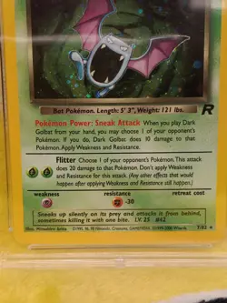 Pokemon Team Rocket Set 2000 Holo Dark Golbat 7/82 Ace Graded 4 VG - Image 3