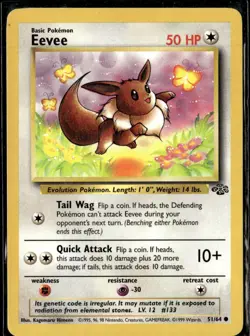 Pokemon Eevee 51/64 Jungle Non Holo Common 2 Card Lot LP - Image 1