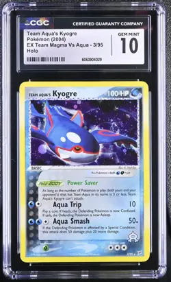 CGC 10 Team Aqua's Kyogre EX Team Magma Vs Aqua 3/95 Holo SWIRL Pokemon Card - Image 1