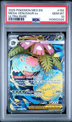 2025 POKEMON MEG EN MEGA VENUSAUR ex ULTRA RARE #155 PSA 10 - Image 1