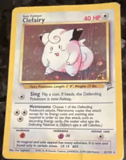 Pokemon TCG Clefairy Holo Base Set 2 6/130 RARE Pokemon Nintendo Wizards ‘99 MP - Image 1