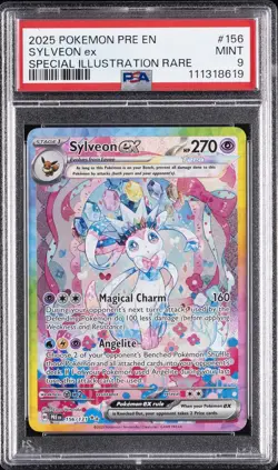2025 POKEMON PRE EN-PRISMATIC EVOLUTIONS #156 SYLVEON EX PSA 9 - Image 1