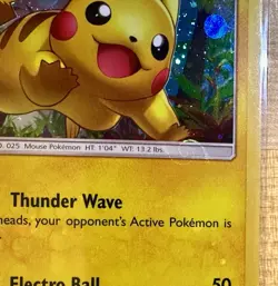 Pokemon TCG 2017 Pikachu Black Star Promo SM76 HD Swirl w/ Holo Bleed Hand Swirl - Image 2