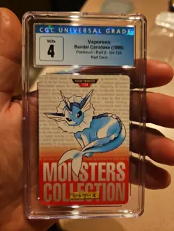 Pokemon Japanese Vaporeon Bandai Carddass Vending 1996 Red No. 134 Cgc 4 Vg/ex - Image 1