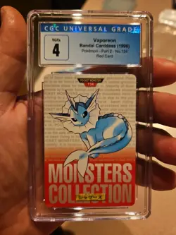 Pokemon Japanese Vaporeon Bandai Carddass Vending 1996 Red No. 134 Cgc 4 Vg/ex - Image 2