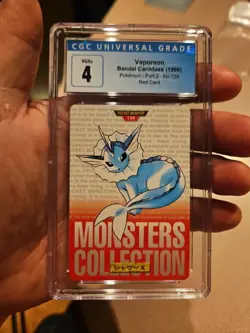 Pokemon Japanese Vaporeon Bandai Carddass Vending 1996 Red No. 134 Cgc 4 Vg/ex - Image 5
