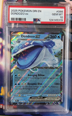 2025 POKEMON DRI EN-DESTINED RIVALS #066/182 DONDOZO EX ~ Fresh PSA 10 GEM MINT - Image 1