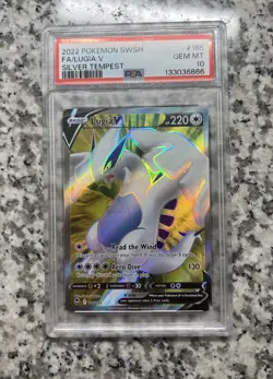 Pokemon 2022 Lugia V 185/195 Full Art Silver Tempest GEM MINT PSA 10 Fresh Cert! - Image 1