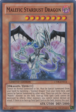 YUGIOH MALEFIC STARDUST DRAGON SUPER RARE CT08-EN014 NEAR MINT - Image 1