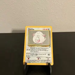 Pokemon Chansey Holo Rare 3/130 Base Set 2 Card Lightly Played, WITH SWIRL - Image 1