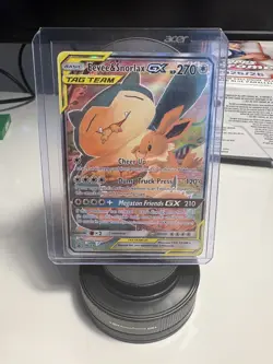 Pokemon TCG English Card Sun & Moon Promo SM169 Eevee & Snorlax GX Full Art - Image 1