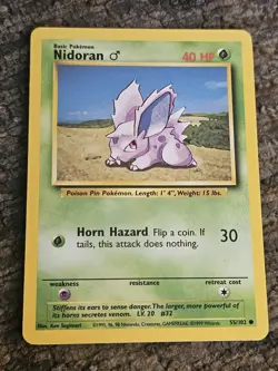Nidoran (M) 55/102 Pokemon Base Set Played Single Card WOTC TCG - Image 1
