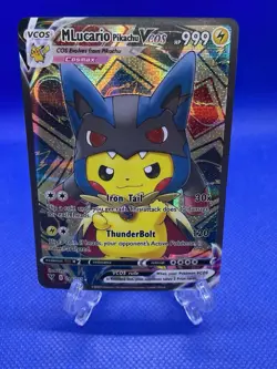 Pokemon - M Lucario Pikachu VCOS Cosplay Custom Fan Art Holographic card - Image 1