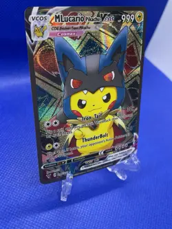 Pokemon - M Lucario Pikachu VCOS Cosplay Custom Fan Art Holographic card - Image 2