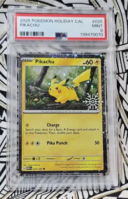 Pikachu Holo PSA 9 MINT #025 2025 Pokemon Holiday Calendar (070) - Image 1