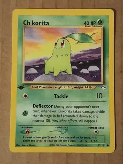 Pokemon Chikorita 53/111 Neo Genesis 1st Edition MP See Pictures - Image 1