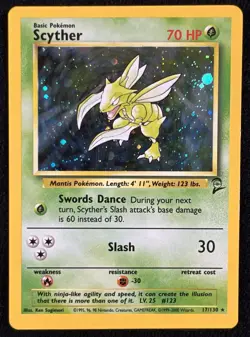 Scyther Holo Base Set 2 17/130 Holo Rare Vintage Wotc Pokemon - LP - Image 1
