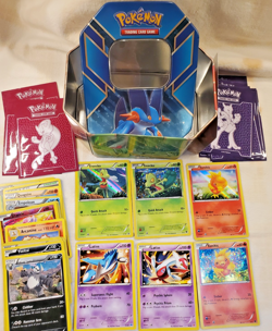 2015 Pokemon Swampert EX Hoenn Power Tin Card Storage Mewtwo Sleeves + 24 Cards - Image 1
