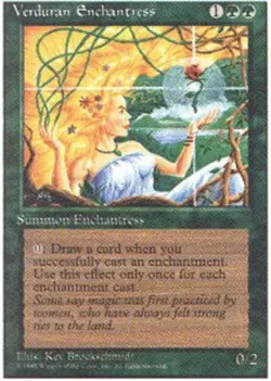 MTG Verduran Enchantress, Fourth Edition, Heavily Played, English - Image 1