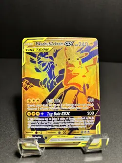 Pikachu & Zekrom GX Tag Team Pokemon SM248 Black Star Promo Holo Near Mint - Image 1