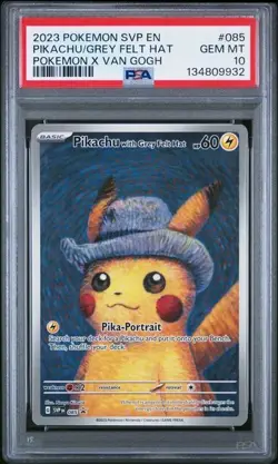Pokemon Pikachu with Grey Felt Hat Van Gogh Full Art Promo SVP EN 085 PSA 10 - Image 1