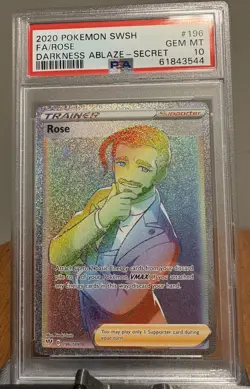Rose Secret Rainbow PSA 10 GEM MINT 196/189 Darkness Ablaze 2020 Pokemon - Image 1