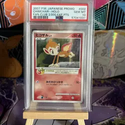2007 Pokemon Chimchar Fan Club 2000 EXP PTS Holo Japanese Promo #001 PSA 10 - Image 1