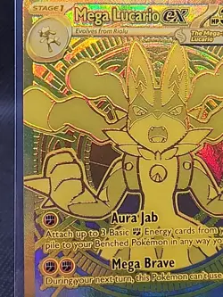 Mega Lucario ex 188/132 Gold Hyper Rare Pokemon Mega Evolution TCG - Image 3