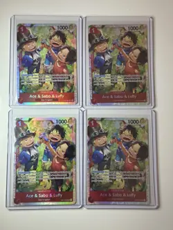 Ace & Sabo & Luffy OP13-007 Carrying On His Will Foil 4 Card Play Set Lot - Image 1