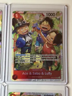 Ace & Sabo & Luffy OP13-007 Carrying On His Will Foil 4 Card Play Set Lot - Image 3