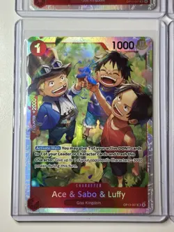 Ace & Sabo & Luffy OP13-007 Carrying On His Will Foil 4 Card Play Set Lot - Image 4