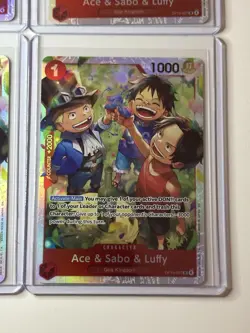 Ace & Sabo & Luffy OP13-007 Carrying On His Will Foil 4 Card Play Set Lot - Image 5