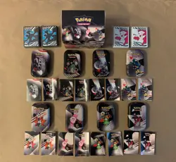 EMPTY Unova Mini Tin Set + Art Cards + Stickers Pokemon Black Bolt White Flare - Image 1