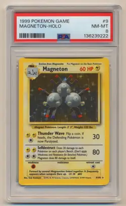 PSA 8 Pokemon Base Set Unlimited Holo Rare Magneton 9/102 NM/MINT Condition! - Image 1