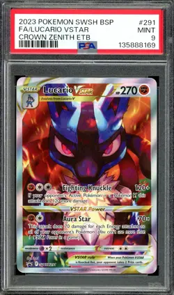 Pokemon TCG Crown Zenith ETB #SWSH291 Lucario VSTAR Promo PSA 9 - Image 1