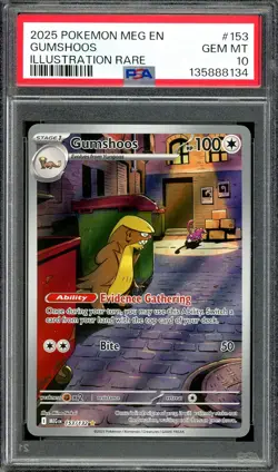 Pokemon TCG Mega Evolution #153 Gumshoos Illustration Rare PSA 10 GEM MT - Image 1