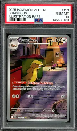 Pokemon TCG Mega Evolution #153 Gumshoos Illustration Rare PSA 10 GEM MT - Image 1