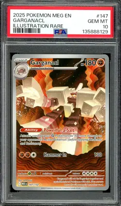 Pokemon TCG Mega Evolution #147 Garganacl Illustration Rare PSA 10 GEM MT - Image 1