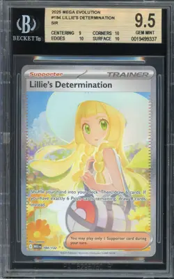 Pokemon TCG Mega Evolution #184 Lillie's Determination SIR BGS 9.5 3x 10s - Image 1