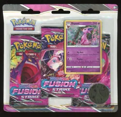 Pokemon Sword & Shield Fusion Strike 3-Pack Booster Blister (Espeon) Sealed - Image 1