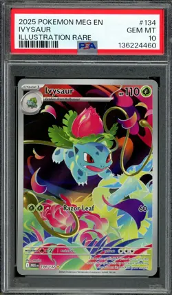Pokemon TCG Mega Evolution #134 Ivysaur Illustration Rare PSA 10 GEM MT - Image 1