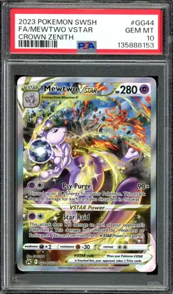 Pokemon TCG Crown Zenith #GG44 Mewtwo VSTAR Galarian Gallery PSA 10 GEM MT - Image 1