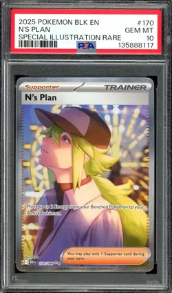 Pokemon TCG Black Bolt #170 N's Plan Special Illustration Rare PSA 10 GEM MT - Image 1