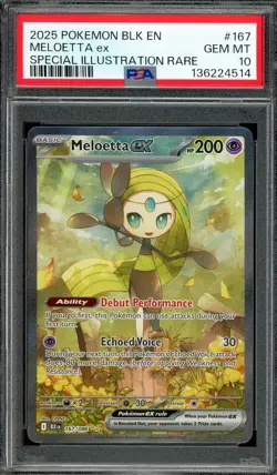 Pokemon TCG Black Bolt #167 Meloetta ex Special Illustration Rare PSA 10 - Image 1