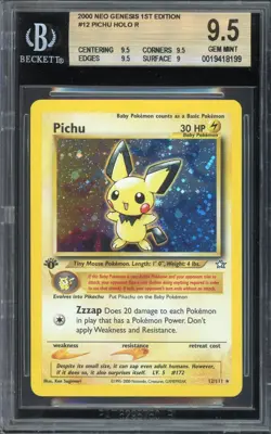 Pokemon TCG Neo Genesis 1st Edition #12 Pichu Holo Rare BGS 9.5 GEM MT - Image 1