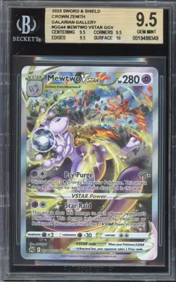 Pokemon TCG Crown Zenith #GG44 Mewtwo VSTAR Galarian Gallery BGS 9.5 GEM + - Image 1