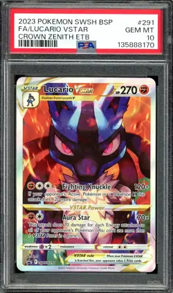 Pokemon TCG Crown Zenith ETB #SWSH291 Lucario VSTAR Promo PSA 10 GEM MT - Image 1