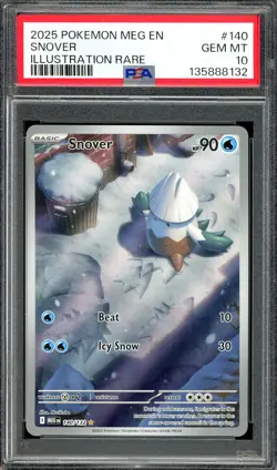 Pokemon TCG Mega Evolution #140 Snover Illustration Rare PSA 10 GEM MT - Image 1